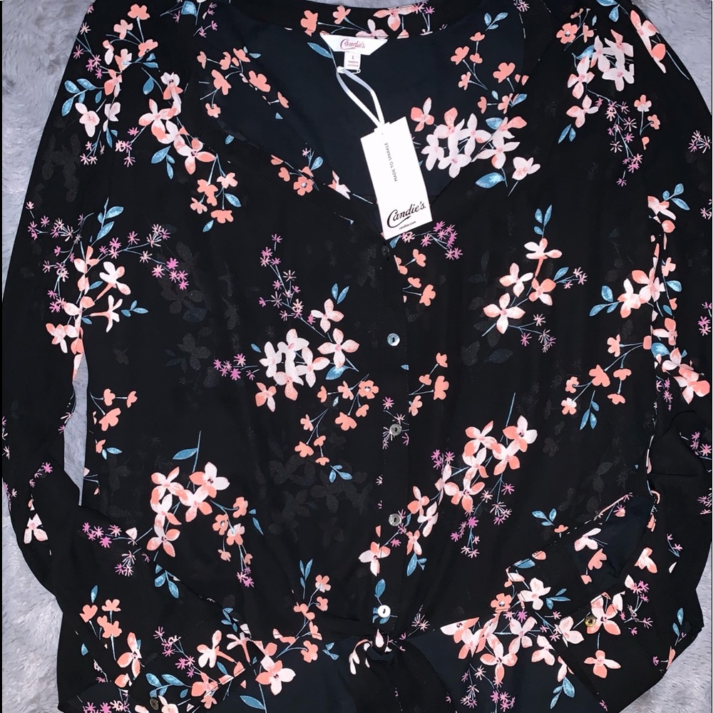Candies Long Sleeve Floral Blouse